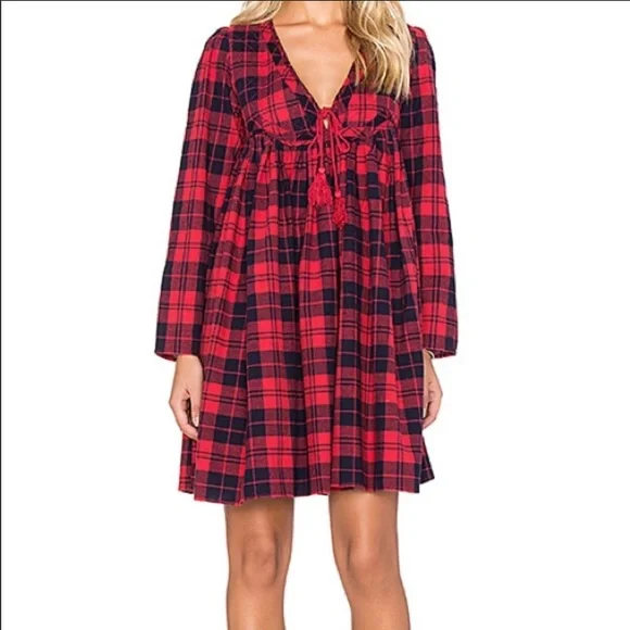 open lace back dress New Rare Anthropologie "Ribboned Plaid Dress" by Eva Franco, Size 6, O   The Mustard Dandelion